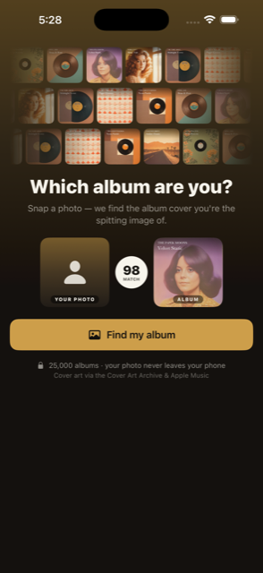 Which album are you? — the home screen