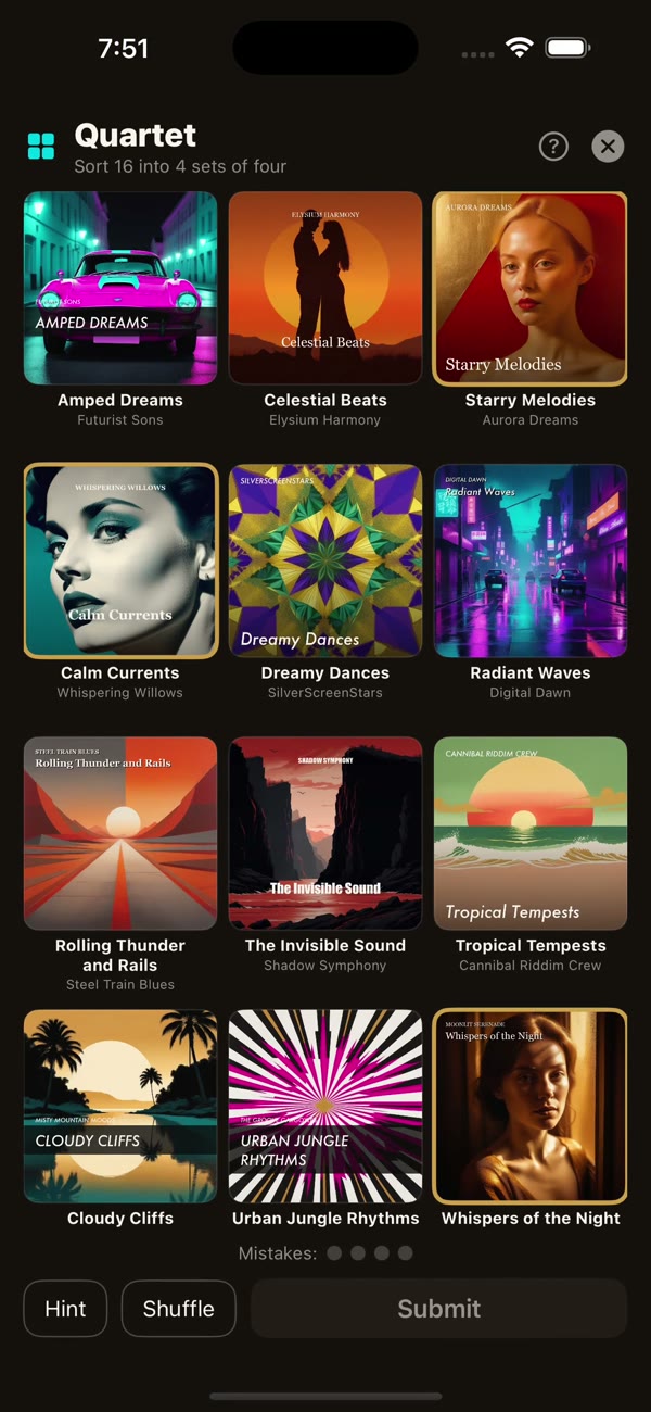 Spinning Image — Quartet, sorting album covers into four groups
